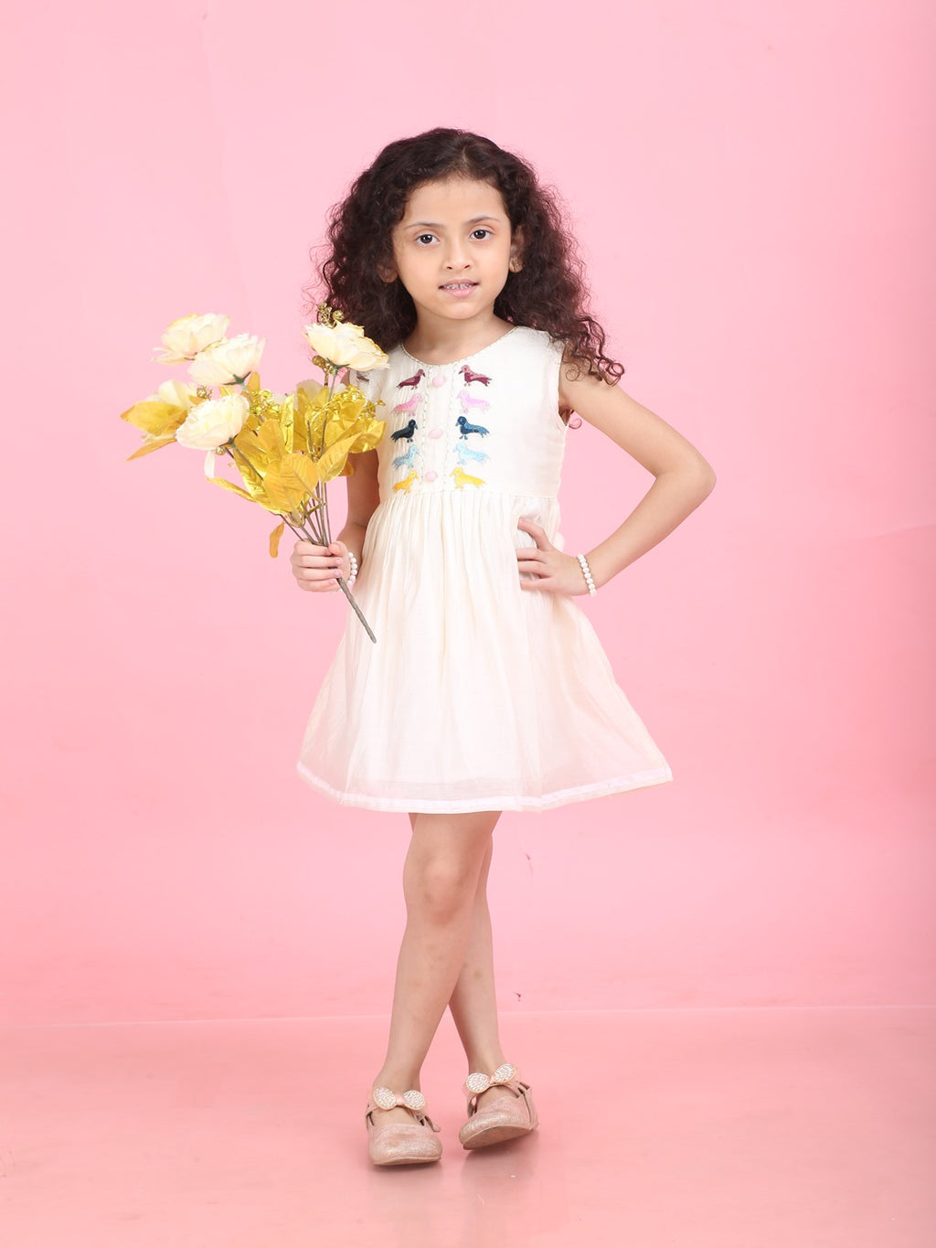 Girls Embroidered Cotton Ethnic Dress