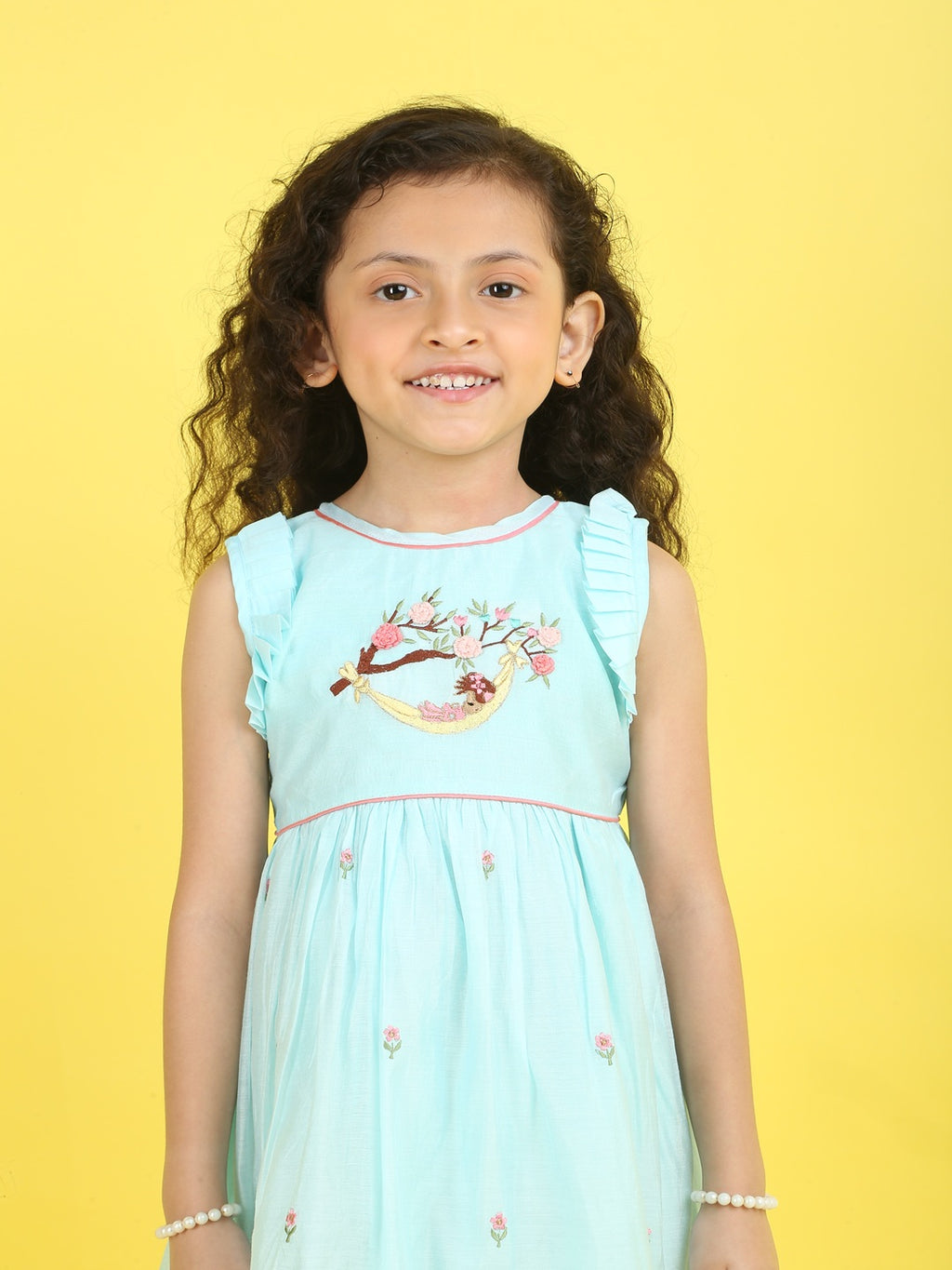 Girls Embroidered Cotton Ethnic Dress Hand Embroidery