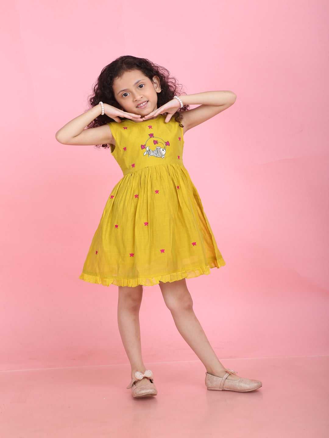 Girls Embroidered Cotton Ethnic Dress