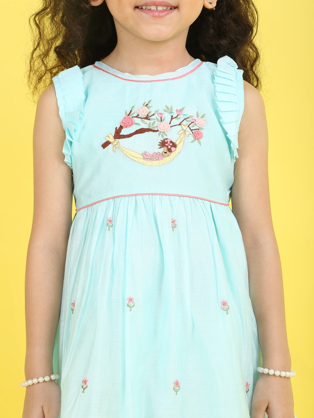 Girls Embroidered Cotton Ethnic Dress Hand Embroidery