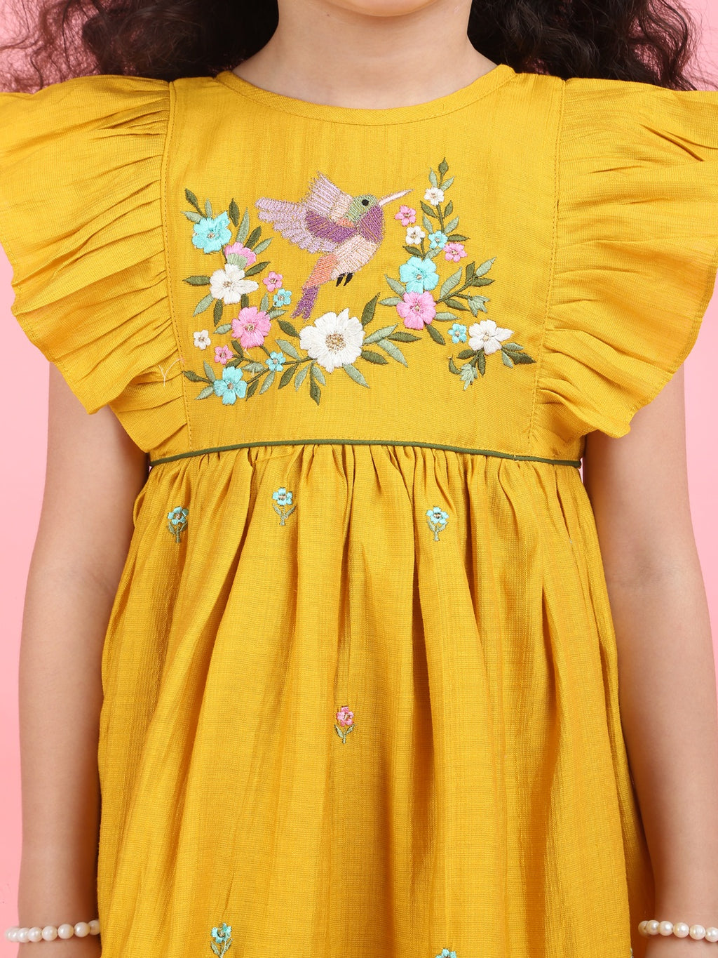 Girls Embroidered Cotton Ethnic Dress Hand Embroidery