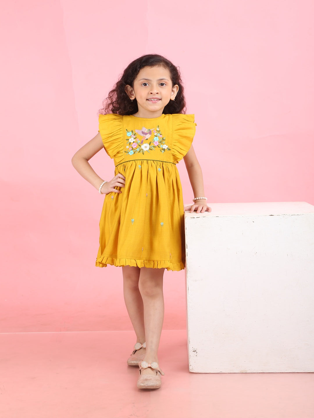Girls Embroidered Cotton Ethnic Dress Hand Embroidery