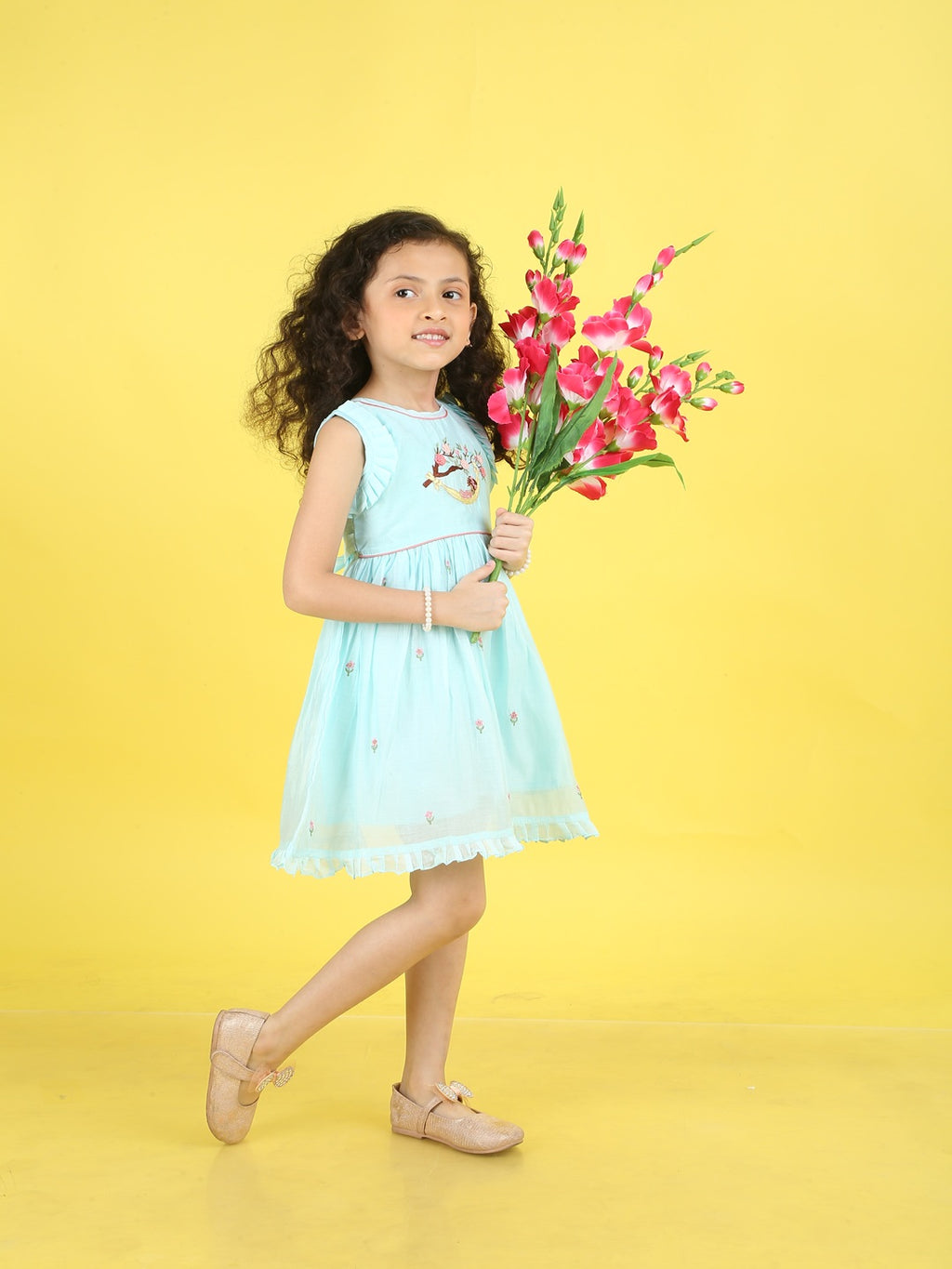 Girls Embroidered Cotton Ethnic Dress Hand Embroidery